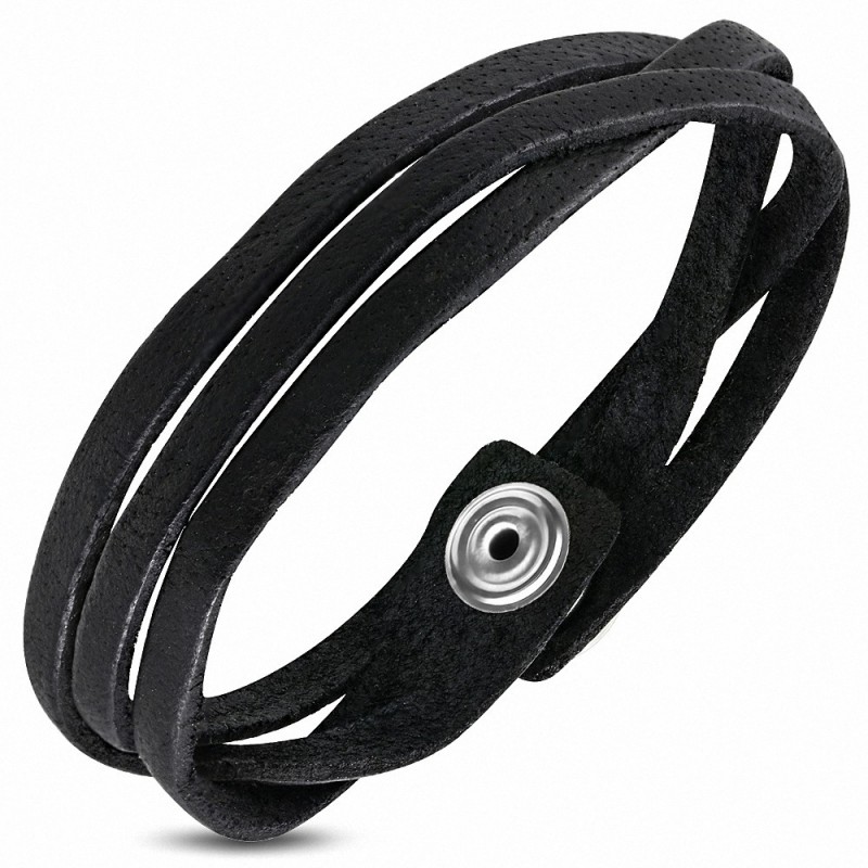 Bracelet homme fantaisie cuir noir Bracelet homme fantaisie cuir noir
