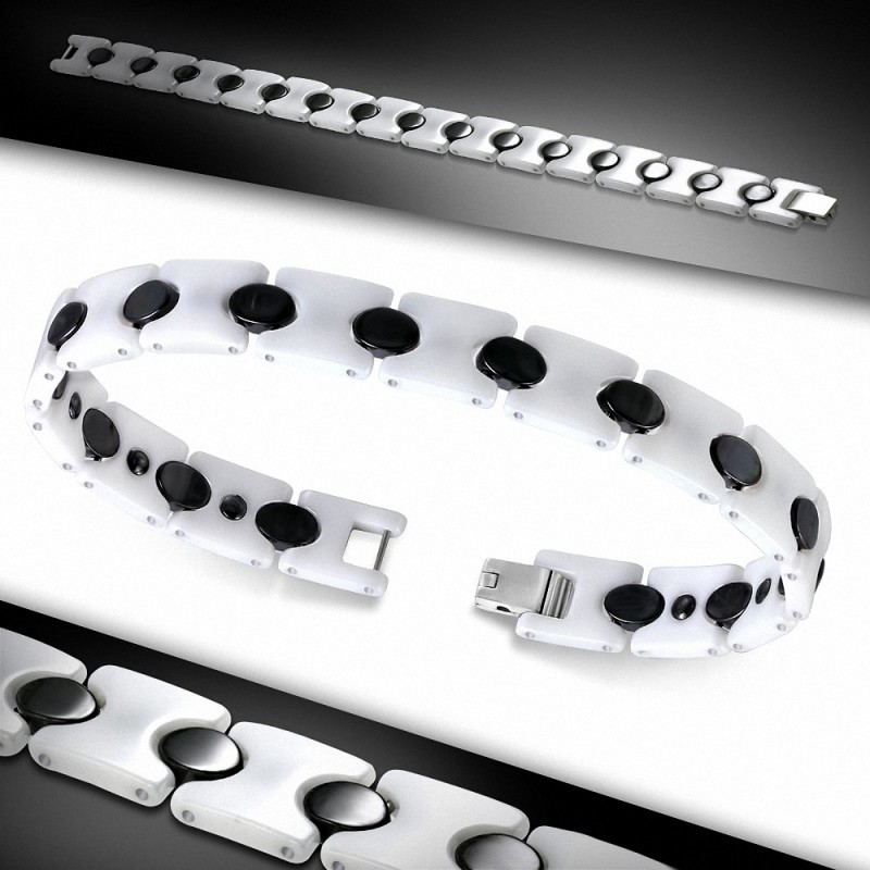 Bracelet homme magnétique céramique noir blanc Bracelet homme magnétique céramique noir blanc