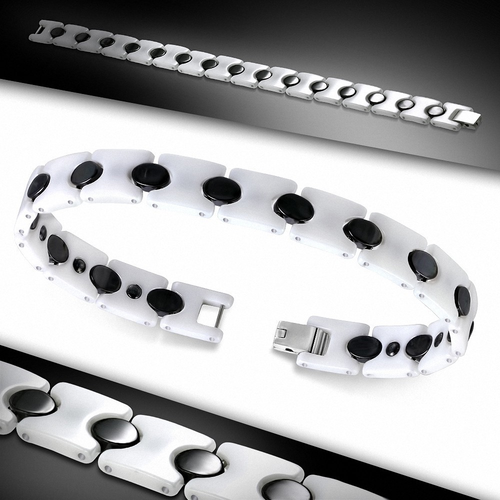 Bracelet homme magnétique céramique noir blanc