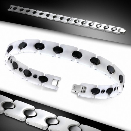 Bracelet homme magnétique céramique noir blanc