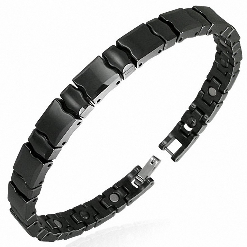 Bracelet magnétique homme céramique noir Bracelet magnétique homme céramique noir