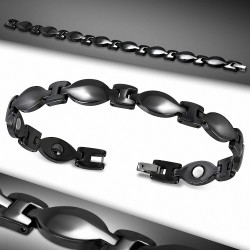 Bracelet magnétique homme céramique noire géométrique