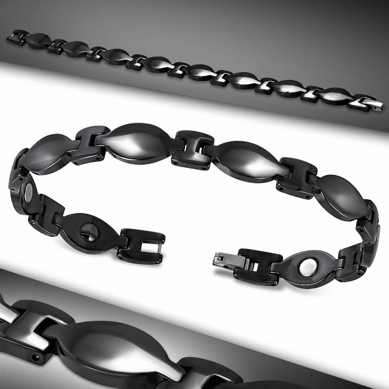 Bracelet magnétique homme céramique noire géométrique Bracelet magnétique homme céramique noire géométrique