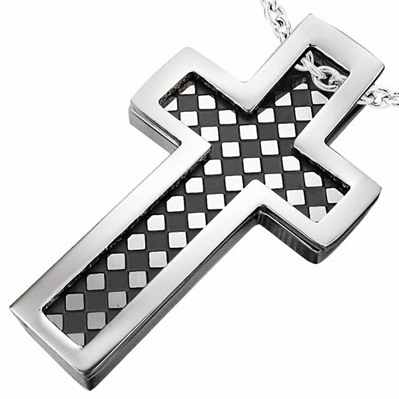 Pendentif homme croix damier Pendentif homme croix damier