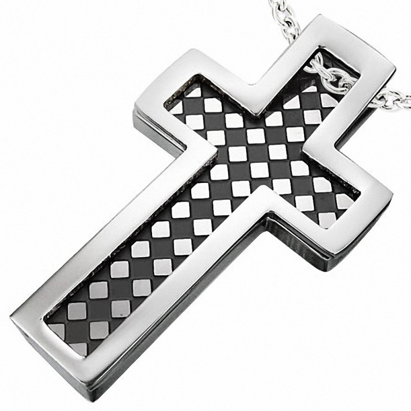 Pendentif homme croix damier