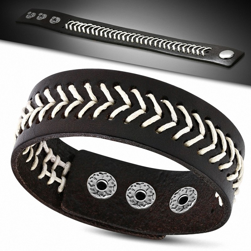 Bracelet homme cuir marron beige vagues Bracelet homme cuir marron beige vagues