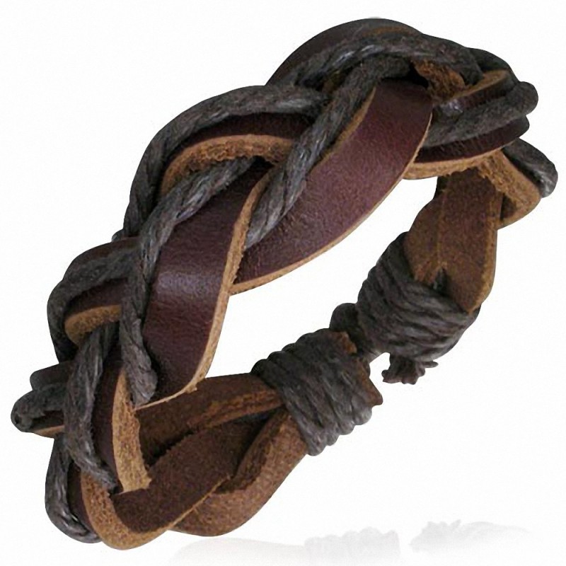 Bracelet fantaisie homme cuir marron et noir Bracelet fantaisie homme cuir marron et noir