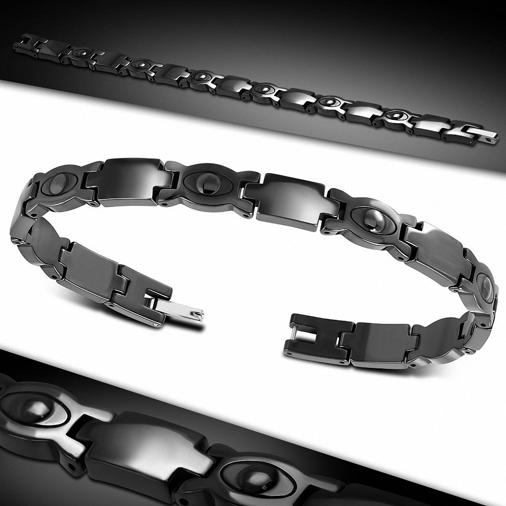 Bracelet magnétique homme en céramique noire