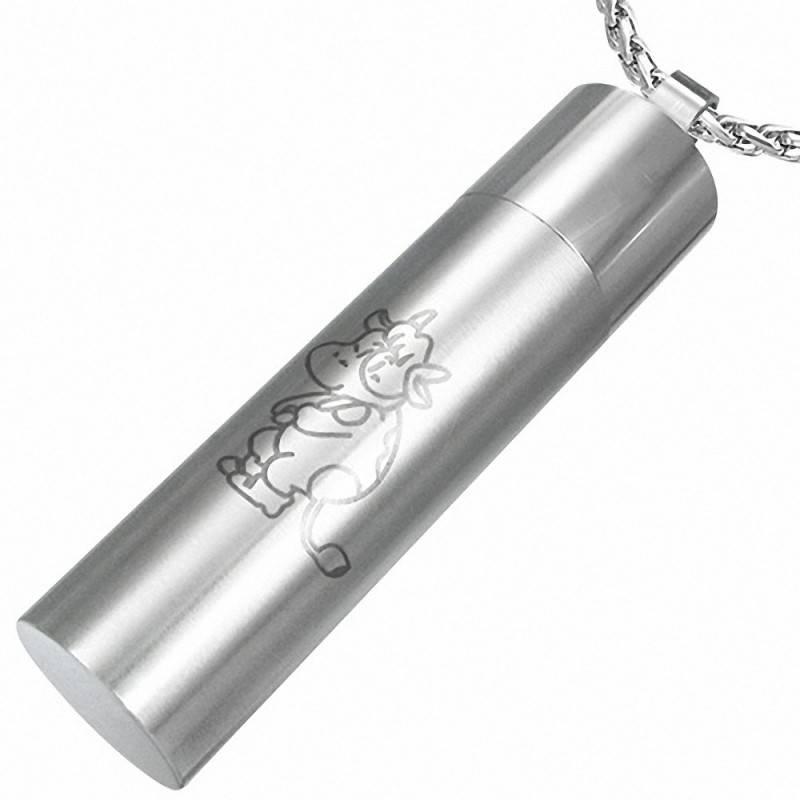 Pendentif homme cylindre signe chinois vache Pendentif homme cylindre signe chinois vache