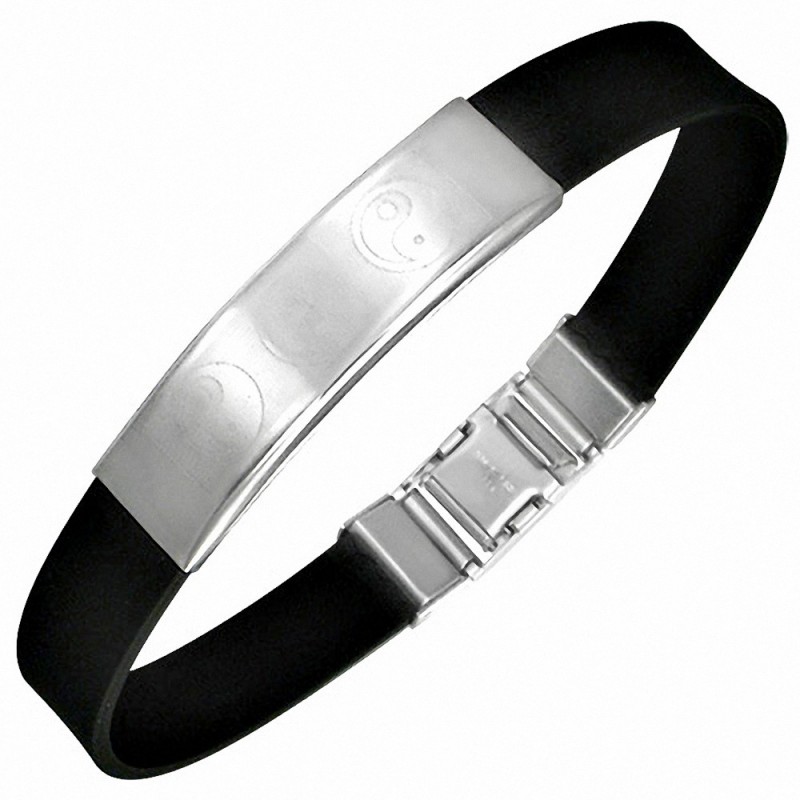 Bracelet homme caoutchouc noir ying yang Bracelet homme caoutchouc noir ying yang