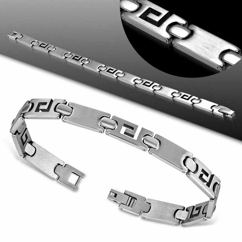 Bracelet homme acier clé grecque Bracelet homme acier clé grecque