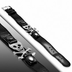 Bracelet homme ceinture crâne pirate noir