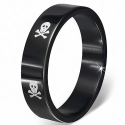 Bague homme acier noir tête de pirate