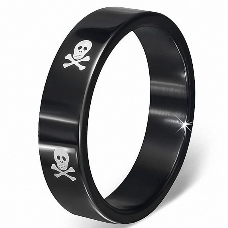 Bague homme acier noir tête de pirate Bague homme acier noir tête de pirate