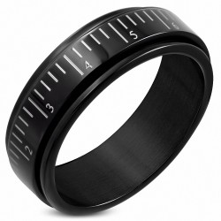 Bague homme acier noir règle