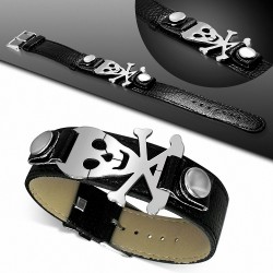 Bracelet homme ceinture crâne de pirate noir