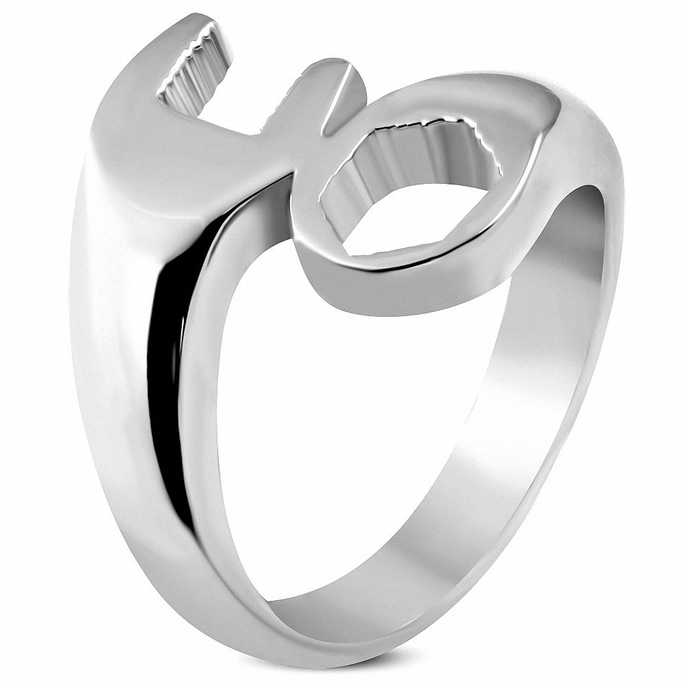 Bague homme acier clef anglaise biker