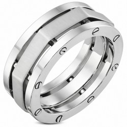 Bague homme acier octogonale