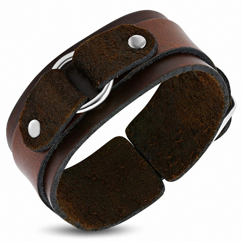 Bracelet homme cuir marron boucle de ceinture