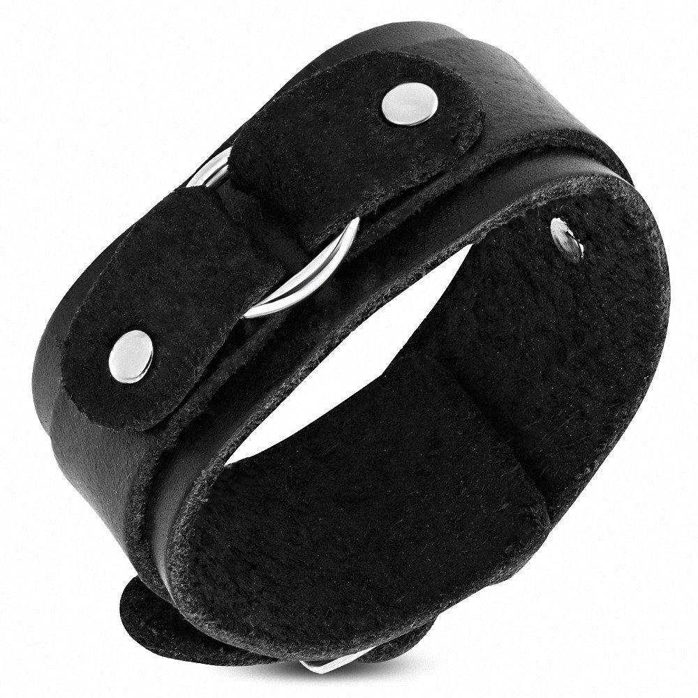 Bracelet homme cuir noir boucle de ceinture