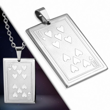 Pendentif homme carte 10 de coeur