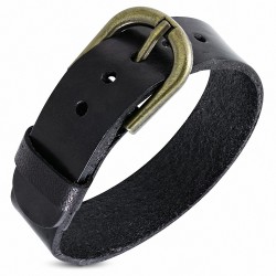 Bracelet cuir homme ceinture boucle dorée