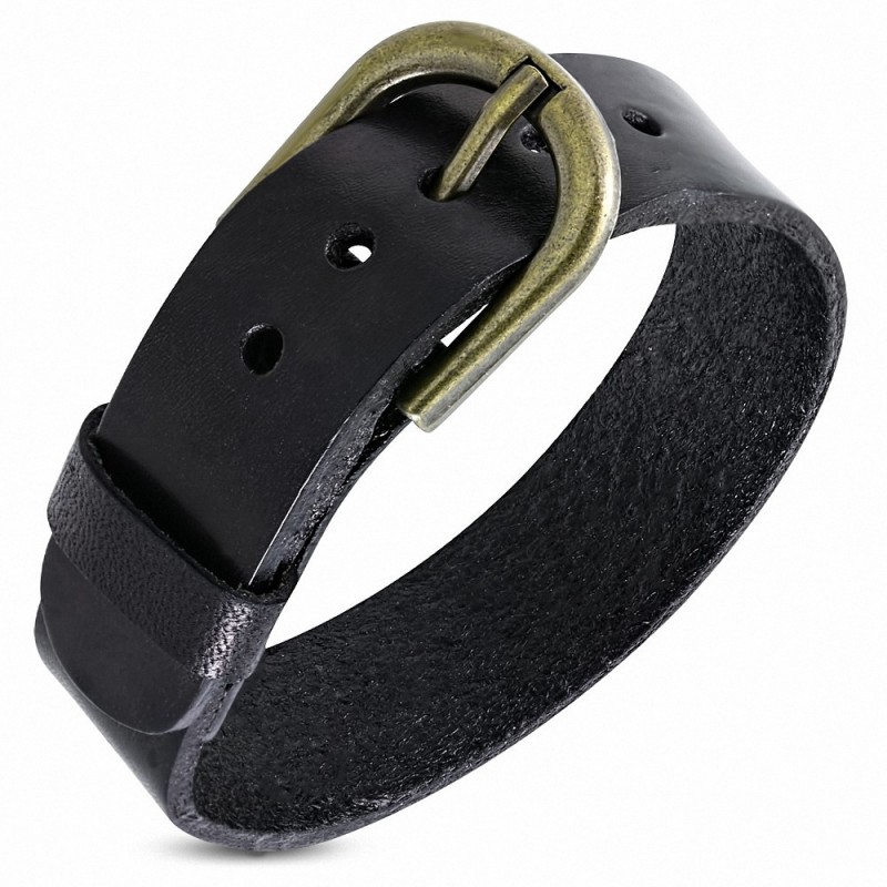 Bracelet cuir homme ceinture boucle dorée Bracelet cuir homme ceinture boucle dorée