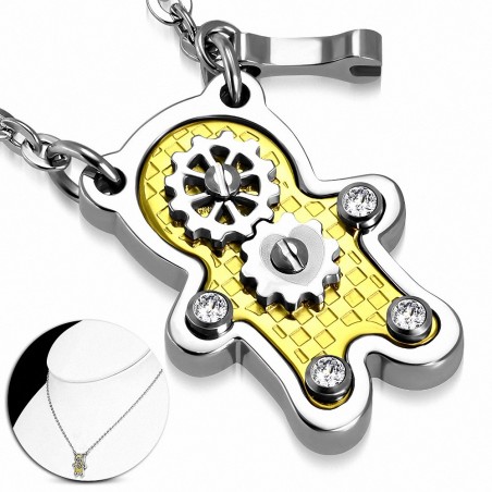 Pendentif homme ourson mécanique doré