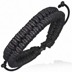 Bracelet homme cuir corde noire tissée