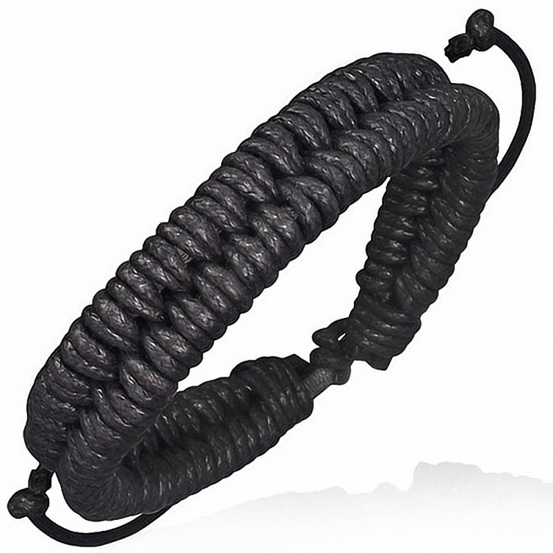 Bracelet homme cuir corde noire tissée Bracelet homme cuir corde noire tissée