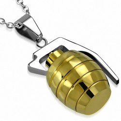 Pendentif homme grenade argentée et dorée