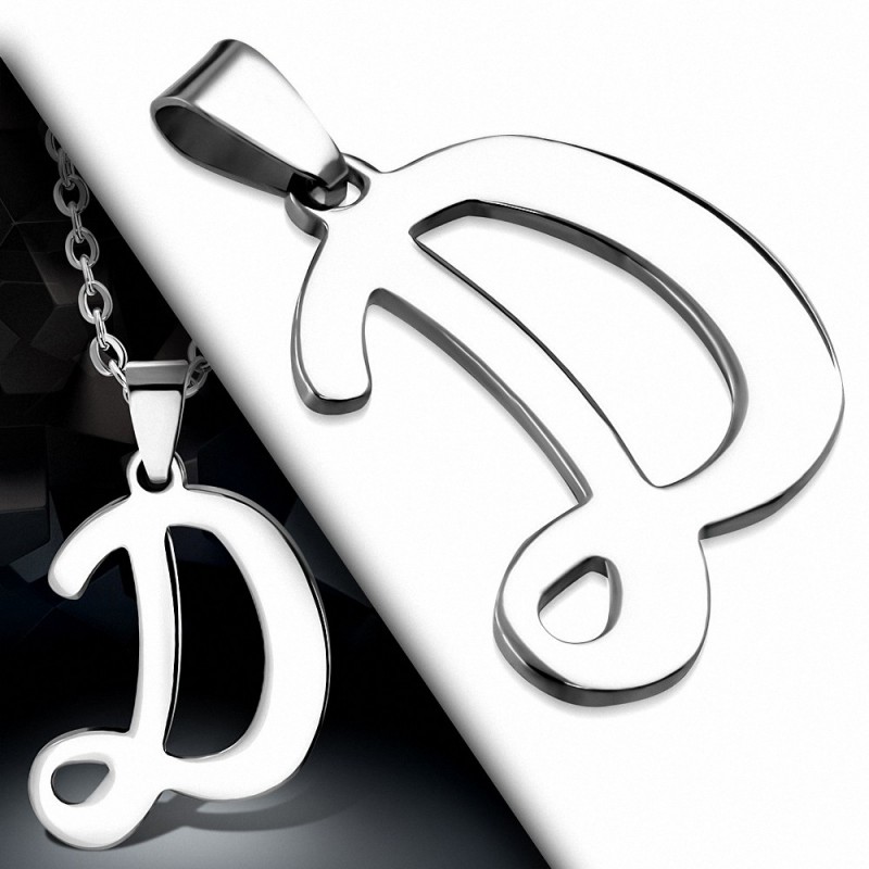 Pendentif homme acier lettre D