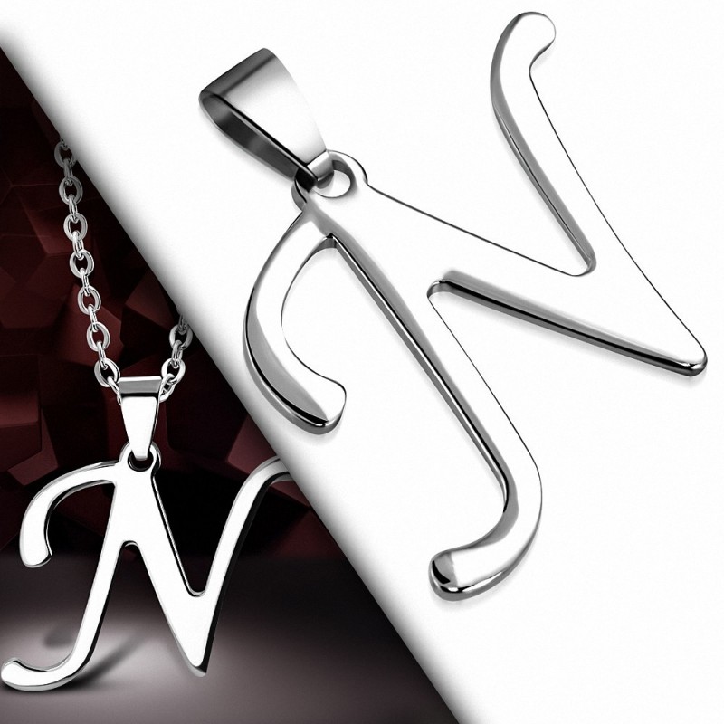 Pendentif homme acier lettre N Pendentif homme acier lettre N