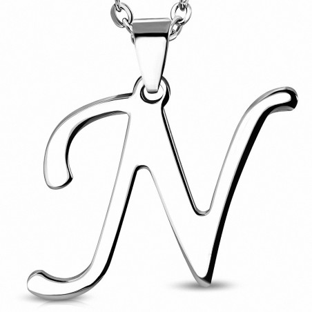 Pendentif homme acier lettre N