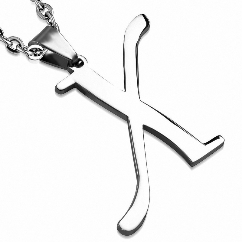 Pendentif homme acier lettre X