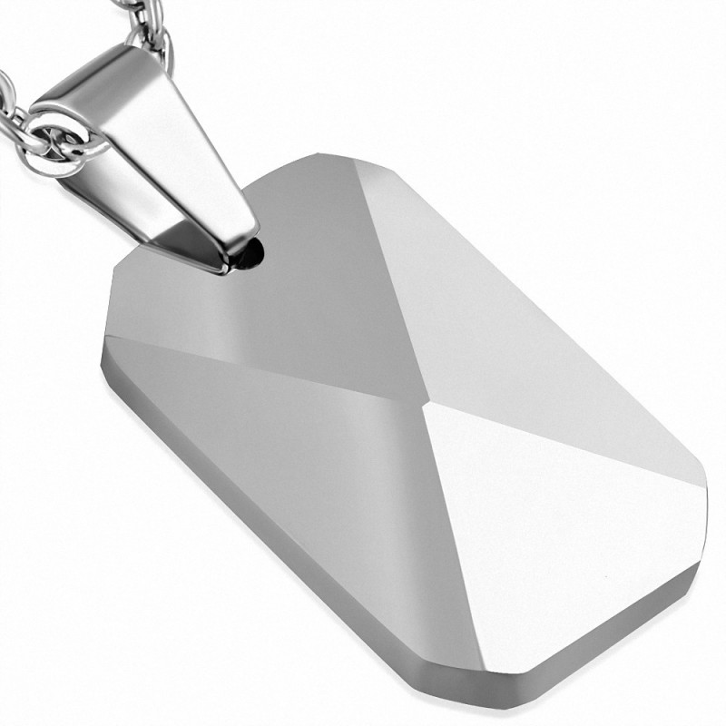 Pendentif homme tungstene plaque militaire facettes Pendentif homme tungstene plaque militaire facettes
