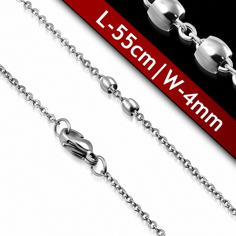 Chaine homme liens ovales acier 55 cm x 4 mm Chaine homme liens ovales acier 55 cm x 4 mm