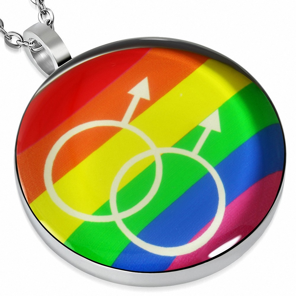 Pendentif double sigle homme rainbow