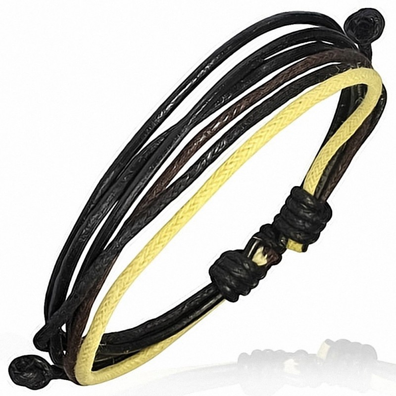 Bracelet homme cuir et corde noir marron jaune Bracelet homme cuir et corde noir marron jaune