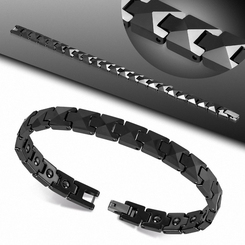Bracelet homme céramique noire pyramide Bracelet homme céramique noire pyramide