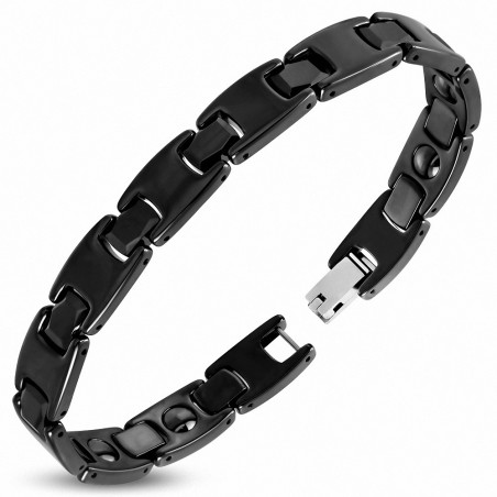 Bracelet homme céramique noire H arrondi