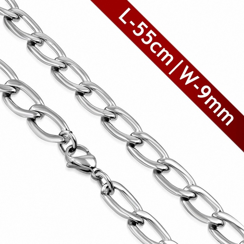 Chaine pour hommes acier maille gourmette 59 cm x 9 mm Chaine pour hommes acier maille gourmette 59 cm x 9 mm