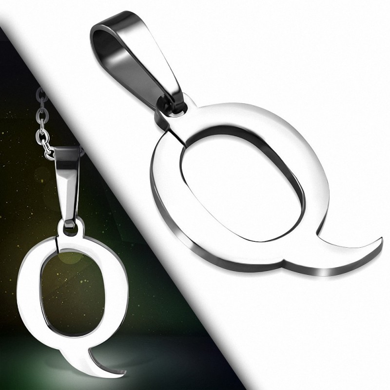Pendentif homme acier lettre Q Pendentif homme acier lettre Q