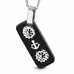 Pendentif homme noir 2 barres 1 ancre