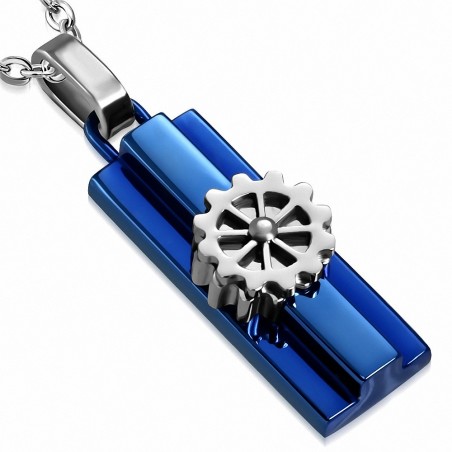 Pendentif homme bleu anodisé barres de navire