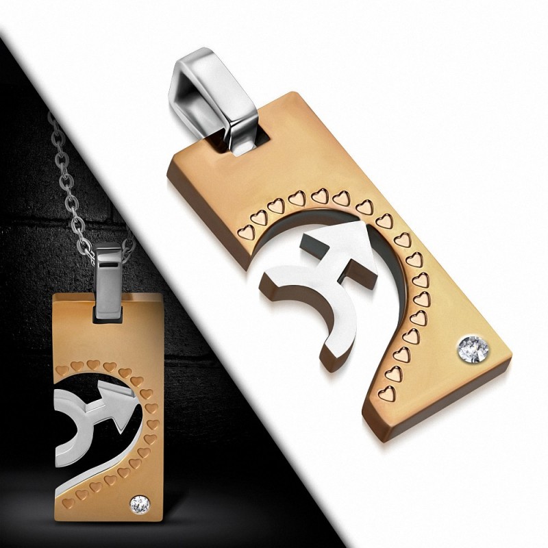 Pendentif plaque sigle homme coeur rosé Pendentif plaque sigle homme coeur rosé