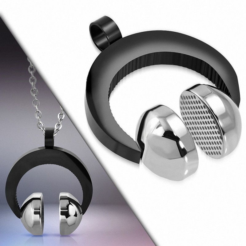 Pendentif homme casque audio noir Pendentif homme casque audio noir