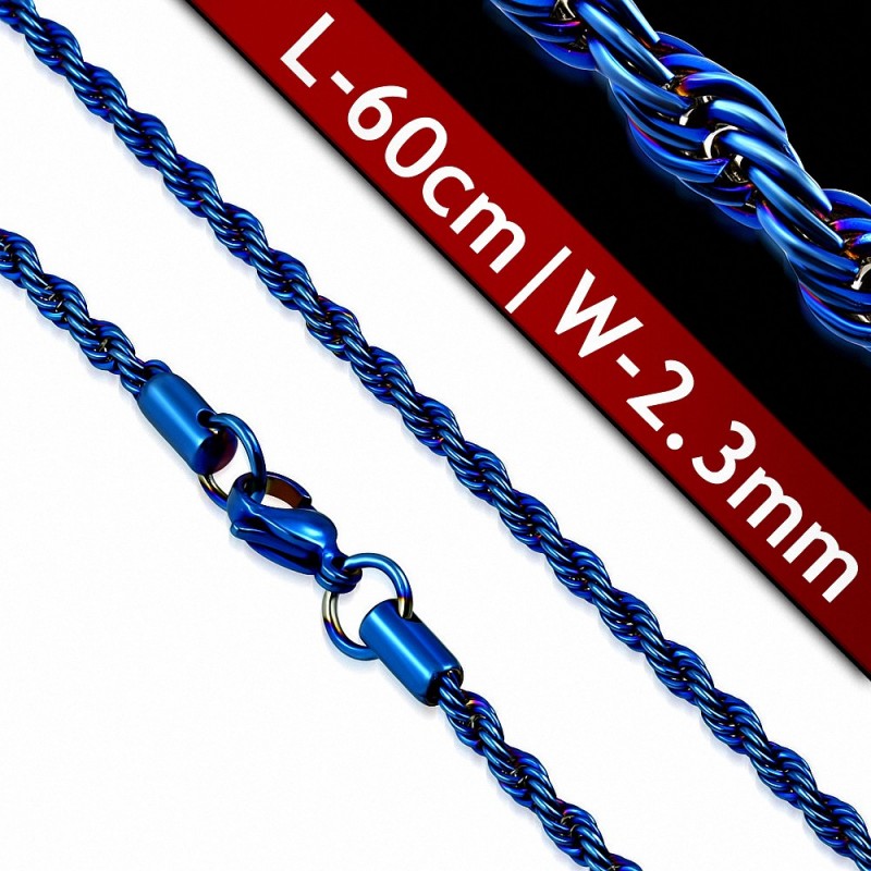 Chaine fantaisie torsadée bleu 600 x 2.3 mm Chaine fantaisie torsadée bleu 600 x 2.3 mm