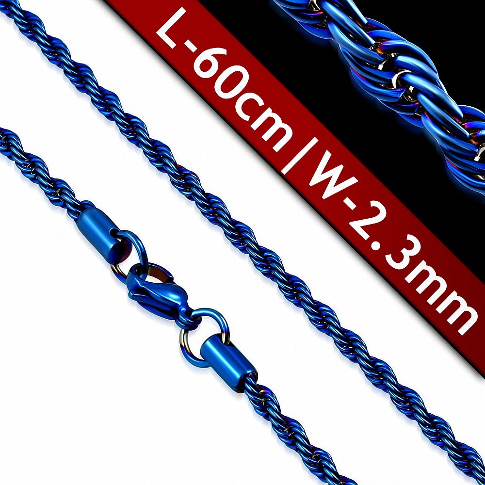 Chaine fantaisie torsadée bleu 600 x 2.3 mm