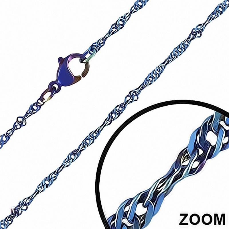 Chaine fantaisie bleue maillon Singapore 45 cm x 2 mm Chaine fantaisie bleue maillon Singapore 45 cm x 2 mm